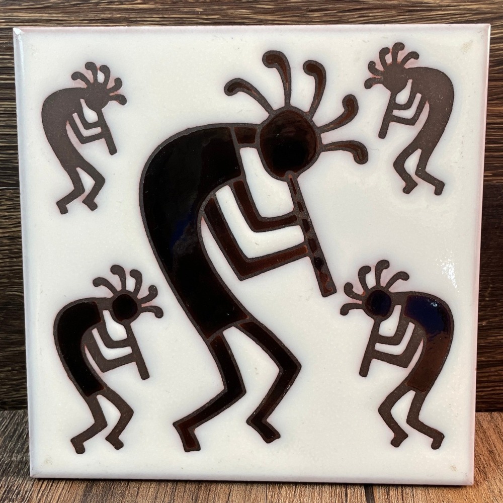Masterworks Kokopelli Ceramic Tile Trivet Handcrafted Southwest Art 1992 USA 6"